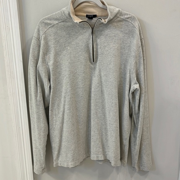 J CREW Men’s 3/4 Zip Sweater Heather Grey Size Large - Picture 1 of 6